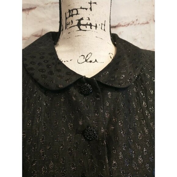 Anne Klein Womens Blazer size 6 Small black linen silk metallic cropped Holiday - Picture 7 of 10